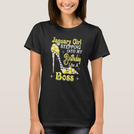 T-shirt Janvier Fille Entrant Dans Mon Anniversaire Comme  (Devant)