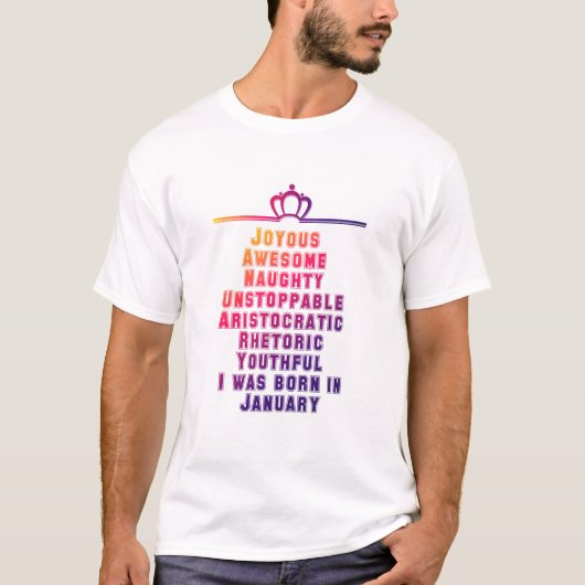 T-shirt Janvier mois anniversaire citations 1. (Devant)