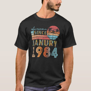 T-shirt Janvier vintage 1984 92 ans 38ème anniversaire hom