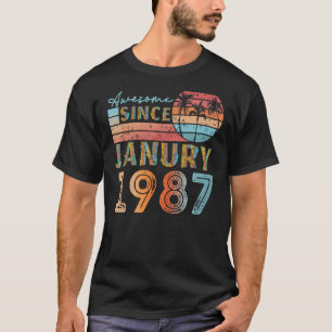 T-shirt Janvier vintage 1987 92 ans 35ème anniversaire hom