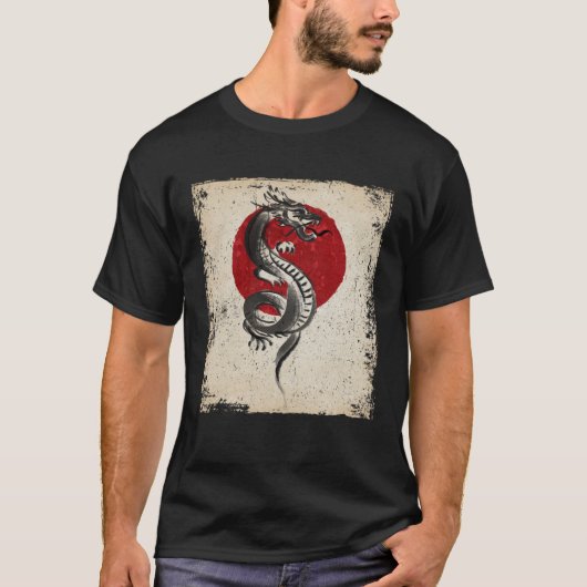T-shirt Japan dragon artwork Japanese Retro (Devant)