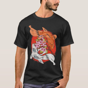 T-shirt Japanese Cherry Blossom Tree Koi Fish Yin Yang