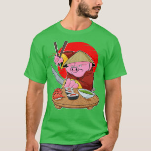 T-shirt Japanese Food I Maki Lover I Samurai Sushi Pig 