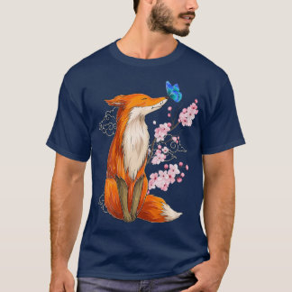 T-shirt Japanese Fox Cherry blossom Flower sakura trees Ka