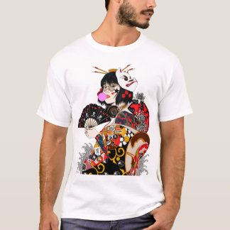 T-shirt Japanese Geisha Cool Girl Urban Style 