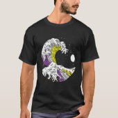 T-shirt Japanese Great Wave Non Binary Pride Flag Nonbinar (Devant)