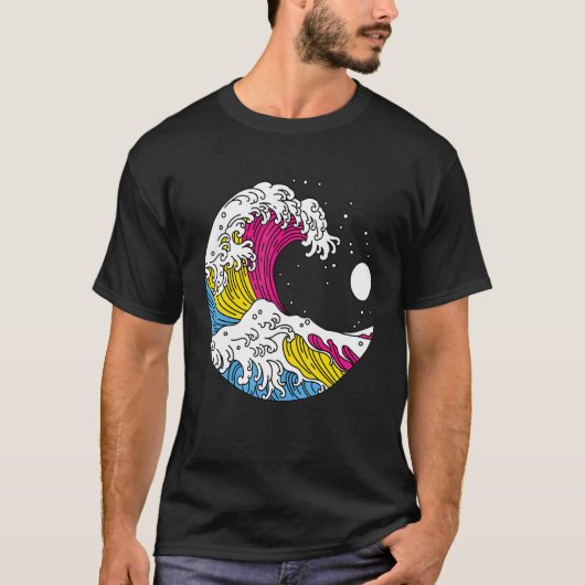 T-shirt Japanese Great Wave Pansexual Pride Flag Pan LGBTQ (Devant)