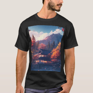 T-shirt Japanese House In Mountains