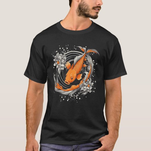 T-shirt Japanese Koi Fish Nishikigoi Fish Blackboard Art (Devant)