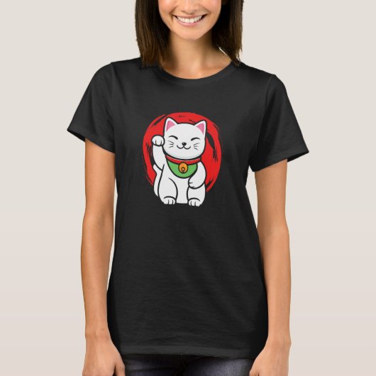 T-shirt Japanese Lucky Cat Maneki Neko Feng Shui 招き猫 1 (Devant)