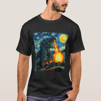 T-shirt Japanese Monster Kaiju Van Gogh Starry Night 