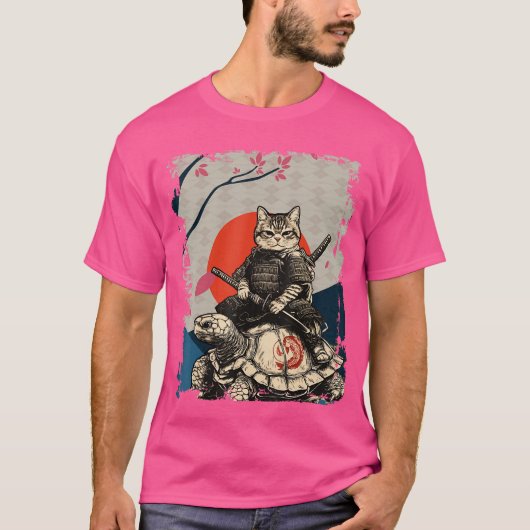 T-shirt Japanese Ninja Art and Japan Samurai Cat onurtle f (Devant)