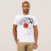 T-shirt Japanese Red Sun & Brush Tree Art (Devant entier)