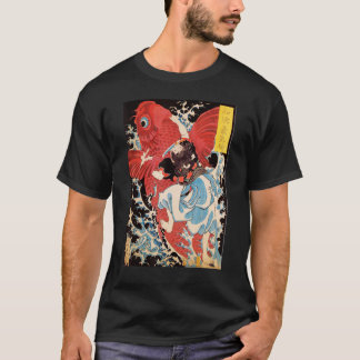 T-shirt Japanese Retro Vintage Artwork Samurai on the Koi