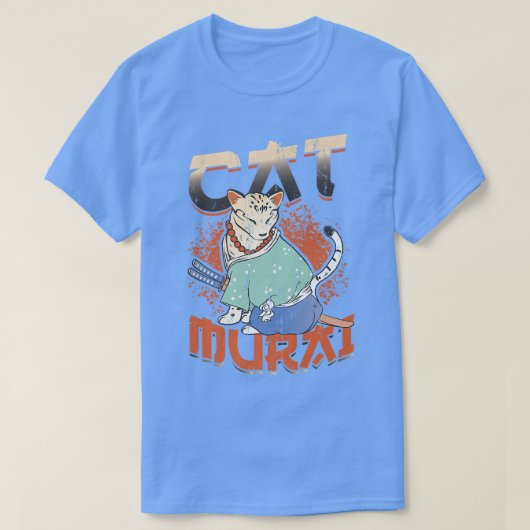 T-shirt Japanese Samurai Ninja Cat Samurai (2) (Design devant)