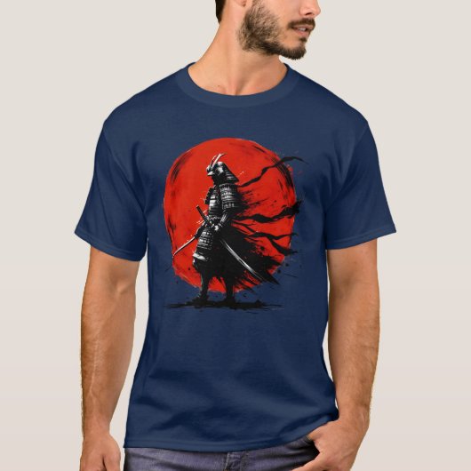 T-shirt Japanese Samurai Silhouette Vintage Fighter Retro (Devant)