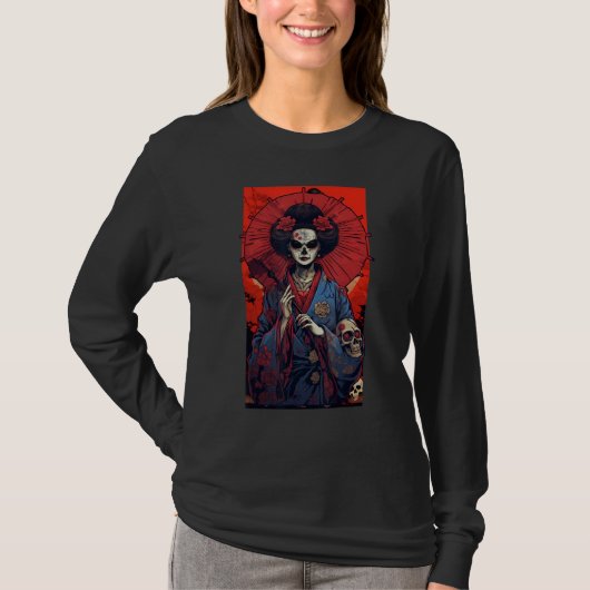 T-shirt Japanese Skeleton Geisha  Skull Geisha  Graphic (Devant)