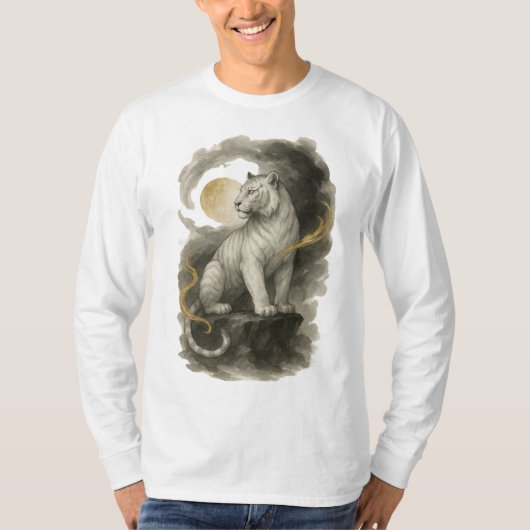 T-shirt 【Japanese White Tiger Long Sleeve T-Shirt】 (Devant)