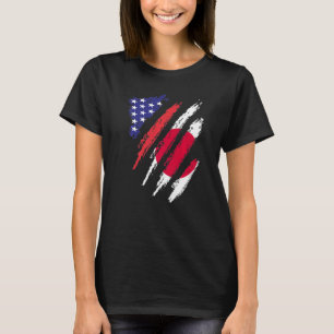 T-shirt Japon Américain Drapeau Cultivé USA Patriot Hérita
