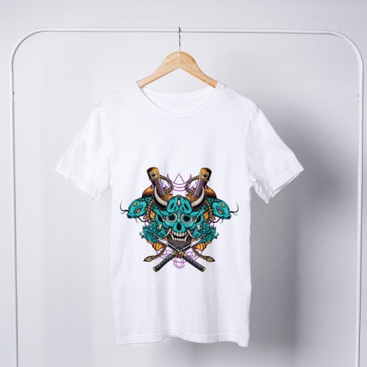 T-shirt Japon Hannya Masque épées Koi Poisson