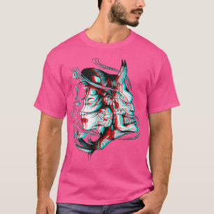 T-shirt Japon Masque Anime Kitsune Samurai Oni Vaporwave (