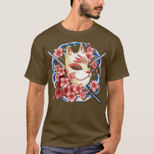 T-shirt Japon Masque Anime Kitsune Style Samurai Oni Monst