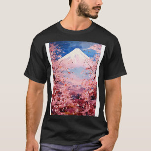 T-shirt Japon Mont Fuji Fleur de cerisier Art Abstrait