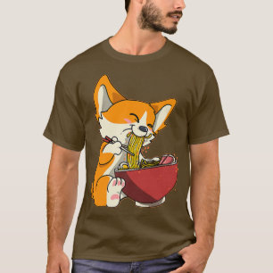 T-shirt Japon Ramen Noodles Kawaii Corgi Chien 