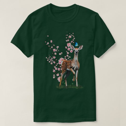 T-shirt Japon Sakura Cherry Blossom Sika Deer Japonais (Design devant)