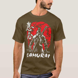 T-shirt Japon Samurai Katana Red Sun Graphic Tee Ado cadea