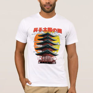 T-shirt japon, terre du logo du temple du soleil levant