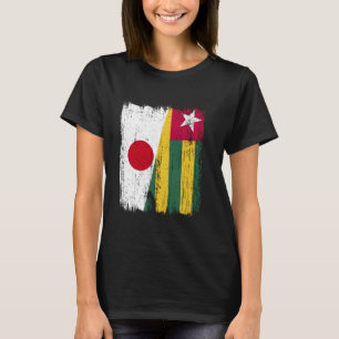 T-shirt Japon Togo Demi-Drapeau Japonais Racines Togolaise