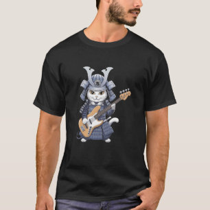 T-shirt Japonais Chat Jouer Basse Guitare Design artistiqu