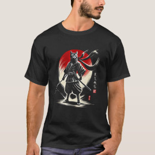 T-shirt Japonais Chat Ninja Samurai Japon Guerrier Maman P