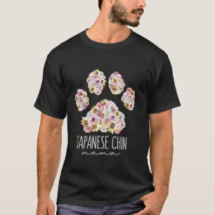 T-shirt Japonais Chin Mama Floral Paw Chien Maman