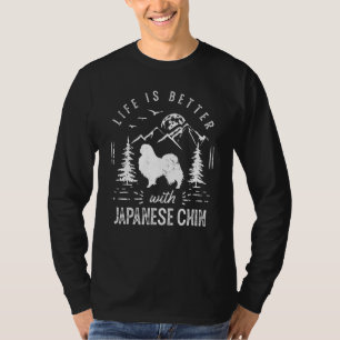 T-shirt Japonais Chin Vie Mieux Maman Papa Chien