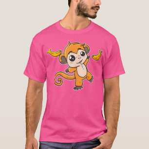 T-shirt Japonais - Cute Kawaii Anime Monkey Jongler Banan