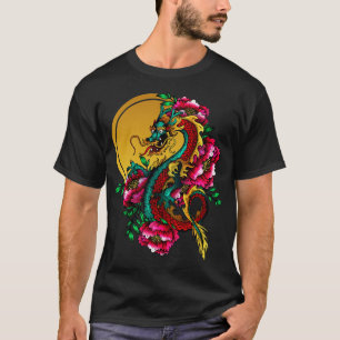 T-shirt Japonais Dragon Tattoo Gold Sun Lotus