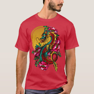 T-shirt Japonais Dragon Tattoo Gold Sun Lotus