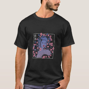 T-shirt Japonais esthétique Geisha Sakura Flowers Vaporwav