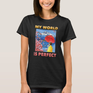 T-shirt Japonais esthétique Mon monde est parfait cerise B