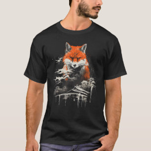 T-shirt Japonais Fox japonais Art Kitsune Ukiyoe Japon Lov