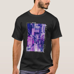 T-shirt Japonais Glitch Cyberpunk Tokyo Streetwear Aesthet
