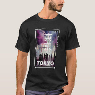 T-shirt Japonais Glitch Cyberpunk Tokyo Streetwear Aesthet