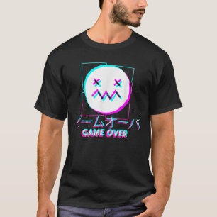 T-shirt Japonais Glitch Sad Anime Girl Jeu de garçon sur A