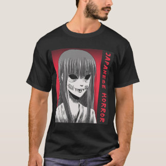 T-shirt Japonais Horreur Anime Bouche pointillée