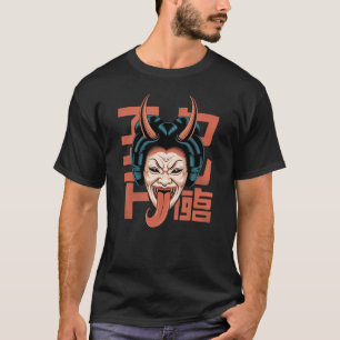 T-shirt Japonais Horreur Geisha Demon Avec Longue Langue