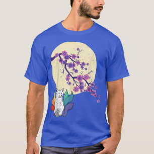 T-shirt Japonais Kawaii Fox Cherry Blossom Sakura Flower F