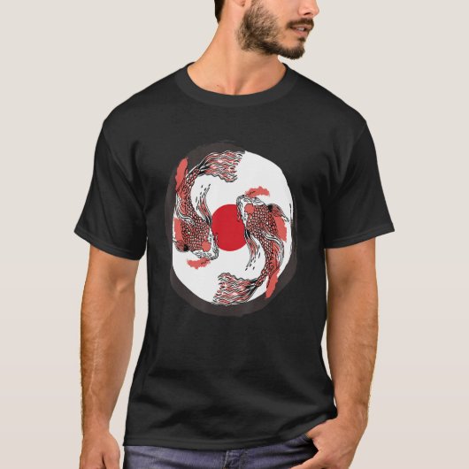 T-shirt Japonais Koi Carp Japon Drapeau et Yin Yang Inspir (Devant)