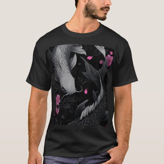 T-shirt Japonais Koi Fish mode foncé (Devant)